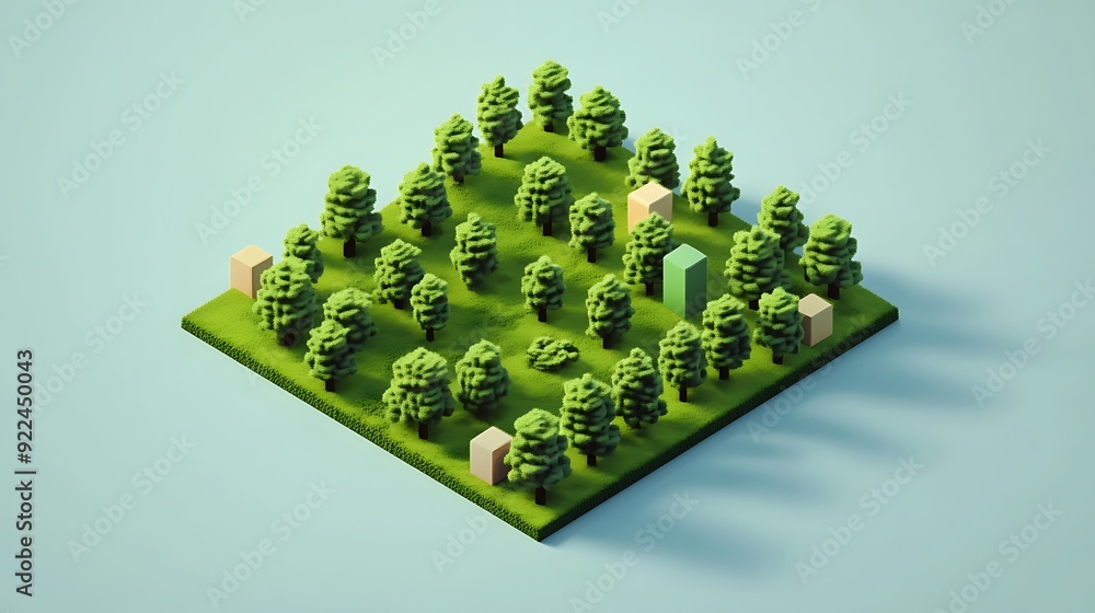 Aufkleber minimalistic isometric style blocks with simple circles for design projects
