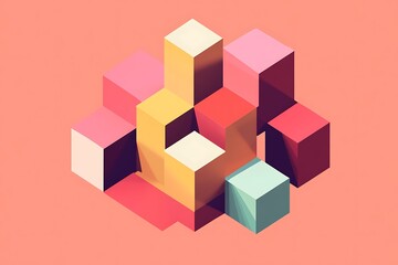 Minimalist Isometric Style Blocks with Elegant Triangles for Abstract Geometric Composition