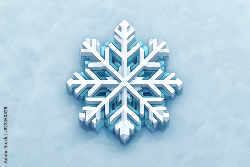 Poster minimalistic isometric style blocks with simple snowflake design