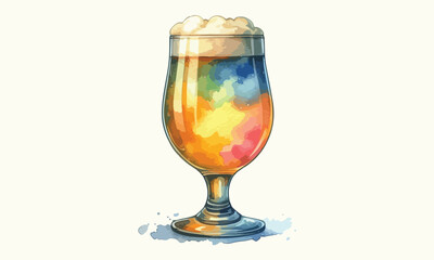 free drink, watercolor mugs of beer, alcohol drinks, hand drawn illustration, watercolor mugs of beer