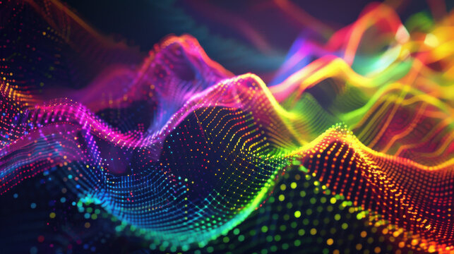 computer screen showing green, red, purple, yellow, and blue 120 bmp wave form