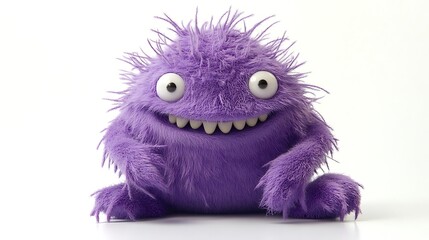 Playful and Whimsical Purple Creature on White Background
