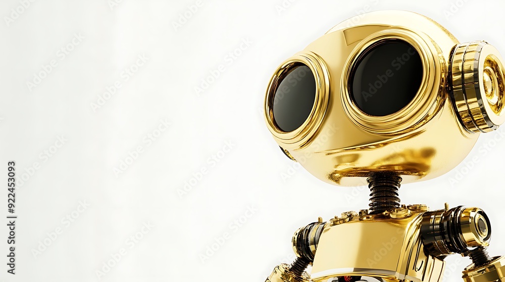 Aufkleber quirky gold robot charm - playful and whimsical bot design on white background