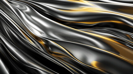 Naklejka premium Abstract balck gold wave background. Ai generated