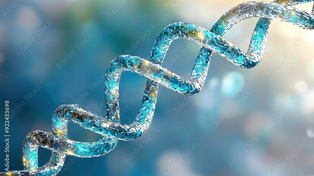 Poster abstract close-up of a shimmering blue chain, representing connection and unity in a vibrant, dreamy