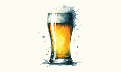 free drink, watercolor mugs of beer, alcohol drinks, hand drawn illustration, watercolor mugs of beer