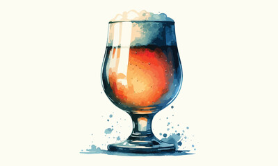 free drink, watercolor mugs of beer, alcohol drinks, hand drawn illustration, watercolor mugs of beer