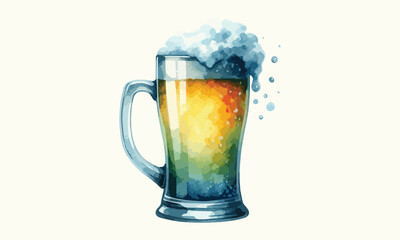 free drink, watercolor mugs of beer, alcohol drinks, hand drawn illustration, watercolor mugs of beer