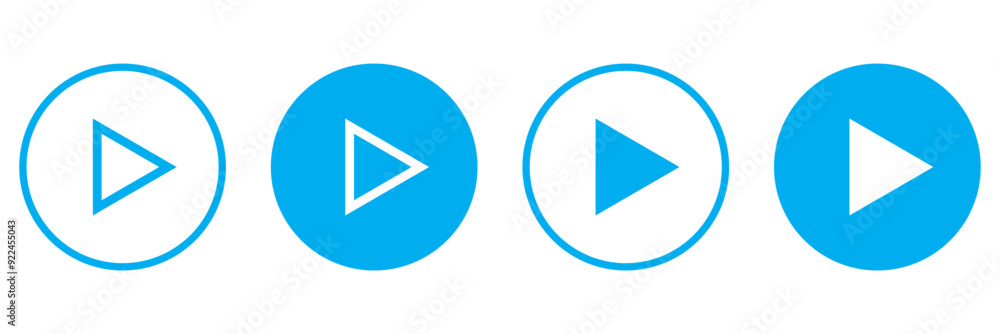 Poster set of play buttons icons. play button. video audio player. vector illustration. play buttons. vecto