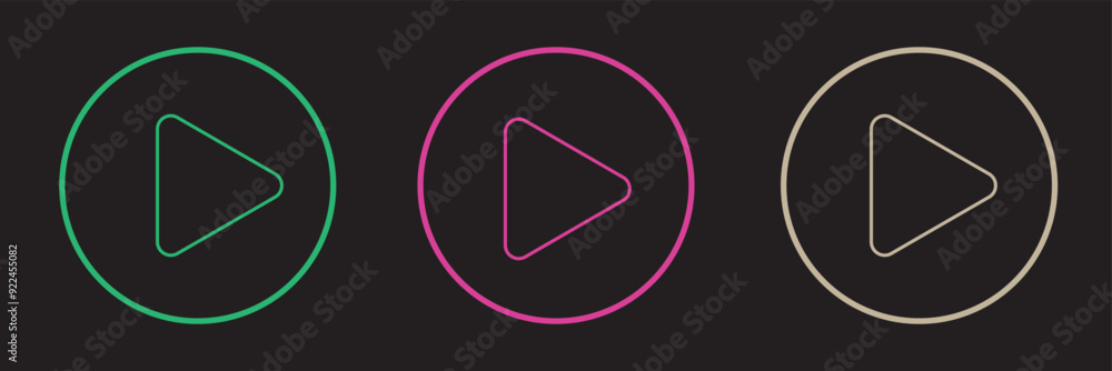 Aufkleber set of play buttons icons. play button. video audio player. vector illustration. play buttons. vecto