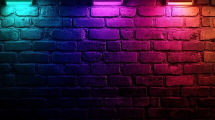 Brick Wall Illuminated by Colored Lights