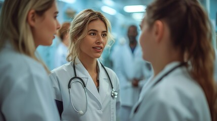 Fototapeta premium group of doctors discussing a patient's case during a round