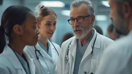 Fototapeta premium group of doctors discussing a patient's case during a round