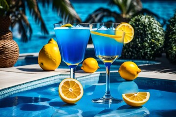 glass of cocktails on the beach