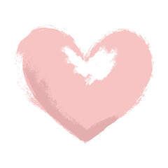 Pink heart on a white background. Grunge vector illustration.