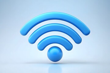 3D Wi Fi wireless network symbol on blue background. Vector Illustration
