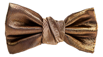 A shiny metallic copper bow tie isolated.
