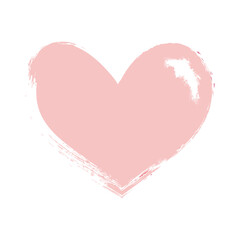 Pink heart on a white background. Grunge vector illustration.