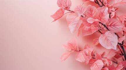  Pink flowers on light pink background with space for text or image on card or brochure