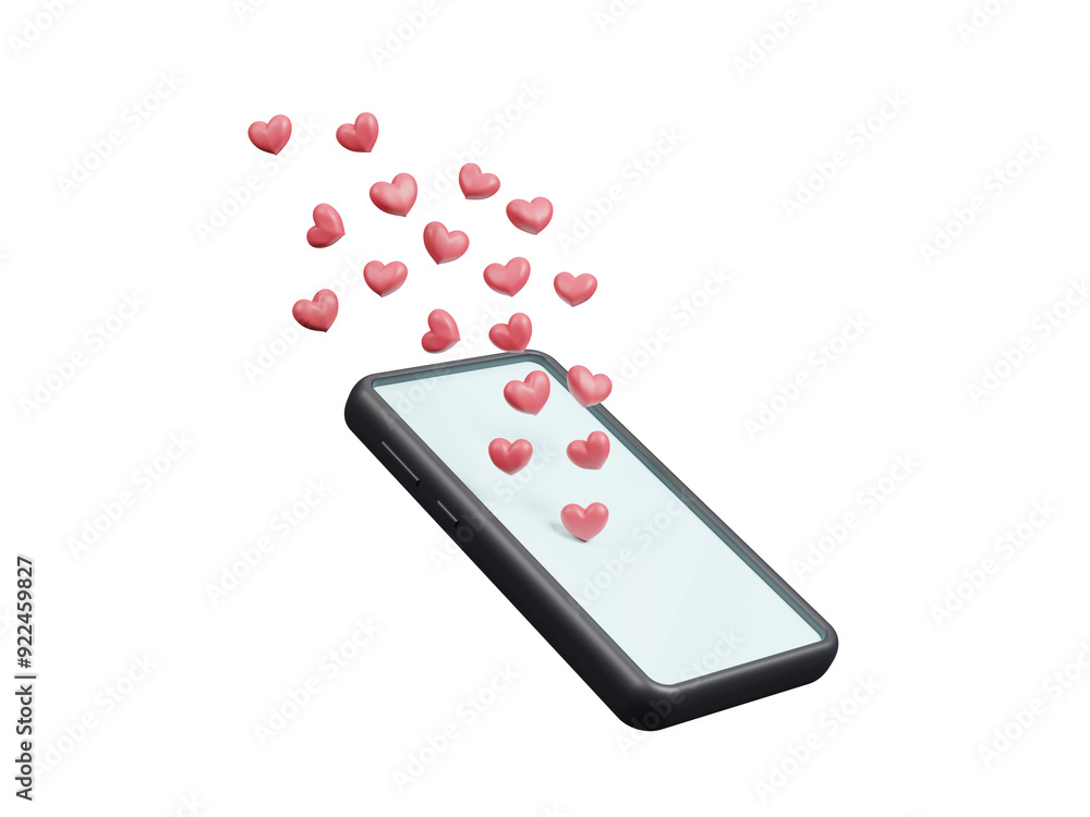 Poster 3d smartphone with social media day background with notifications icons of like, message, comment. c