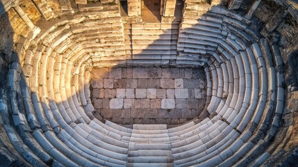 Theater Odeon at Acropolis. Top View of Ancient Amphitheatre in Athens, Greece