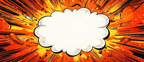 Birthday invitation with a comic book-style explosion background, featuring a striking speech bubble for the invite text