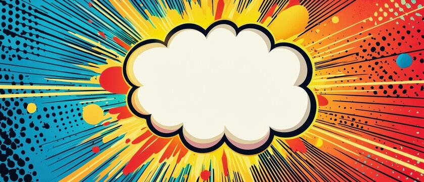 Comic book-style birthday invite with a dynamic explosion background, showcasing a bright speech bubble for event information