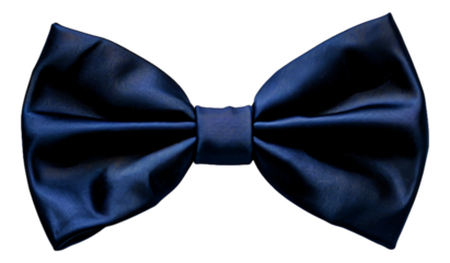 A shiny metallic navy blue bow tie isolated.