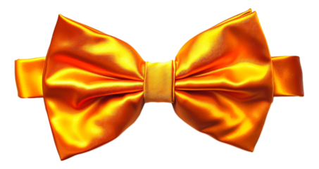 A shiny metallic orange bow tie, isolated.