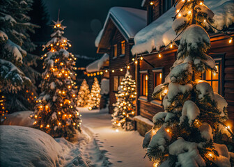 Fototapeta premium christmas tree in the night