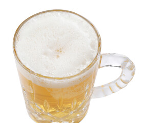 Glass mug of light beer isolated on white