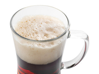 Glass mug of dark beer isolated on white