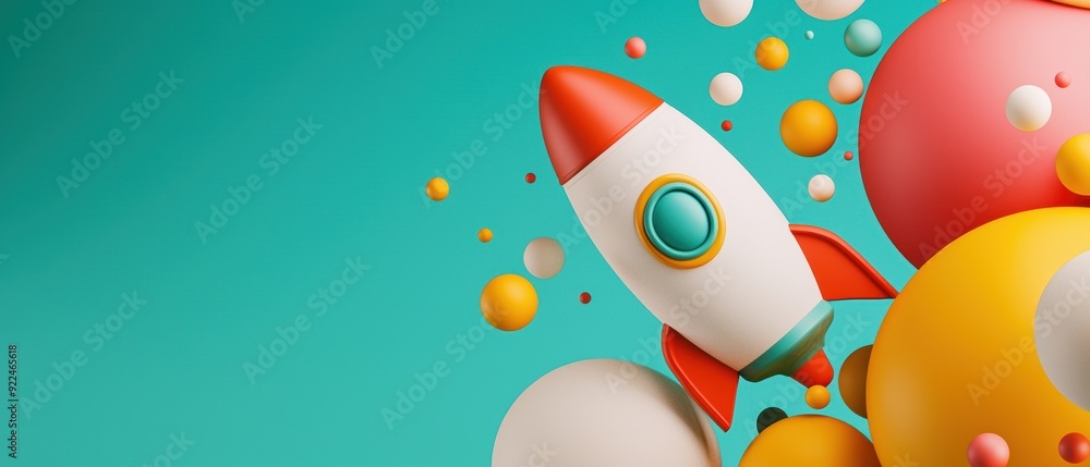 Poster futuristic cartoon scene with animated drones and colorful gadgets - selective focus on copy space f