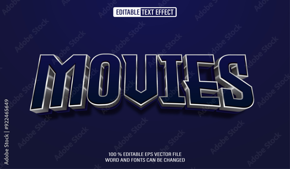 Poster editable 3d text style effect - movies text effect template