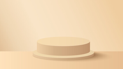 Podium to show product on beige background. Beige minimal scene for product display presentation. Vector illustration