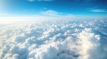 Naklejka premium Troposphere View: Bright Day Sky with White Clouds in Heavenly Atmosphere
