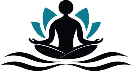 Yoga logo with lotus vector illustration.