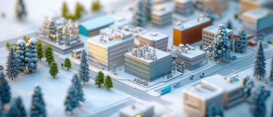 Futuristic Model of Urban Cityscape with Advanced High-Tech Production Facilities