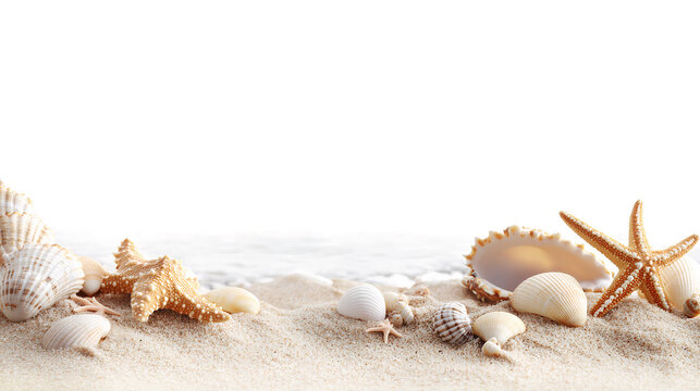 Serene Beach Theme with Sand and Seashells - High-Quality Stock Image for Coastal, Summer, and Vacation Design Inspirations