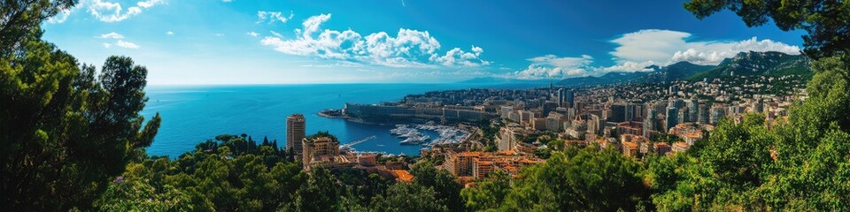 Fototapeta premium Monte-Carlo City Panorama: Stunning View of Monaco's Green Landscape