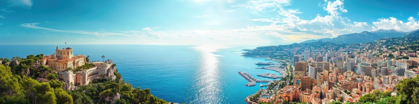 Monte-Carlo City Panorama: View of Monaco's Green Spaces and Scenic Beauty