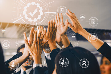 Quality Assurance and Quality Control Concept - Modern graphic interface showing certified standard...