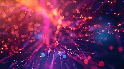 Abstract tech background featuring illuminated fiber optic connections, a quantum computing network system, and global electronic intelligence.