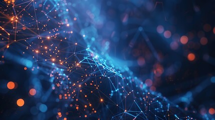 Abstract tech background featuring illuminated fiber optic connections, a quantum computing network system, and global electronic intelligence.