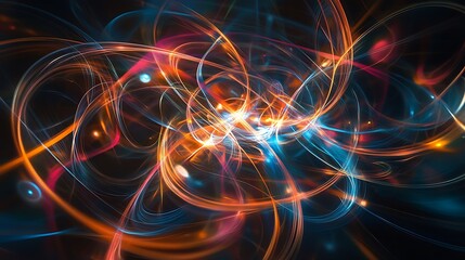 Obraz premium Abstract Swirling Light Trails in Orange and Blue