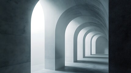 Abstract Architectural Arched Hallway with Light