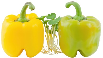 Yellow and Green Bell Peppers with Sprout