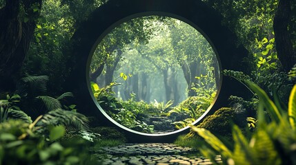 3D on photo. nature texture on computer generated on 3D circle