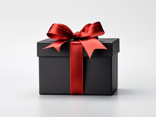 Obraz premium Black Gift Box with Red Ribbon