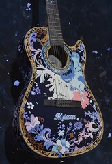 color illustration of a beautiful guitar